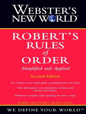 Webster's New World Robert's Rules of Order Simplified and Applied - ebook
